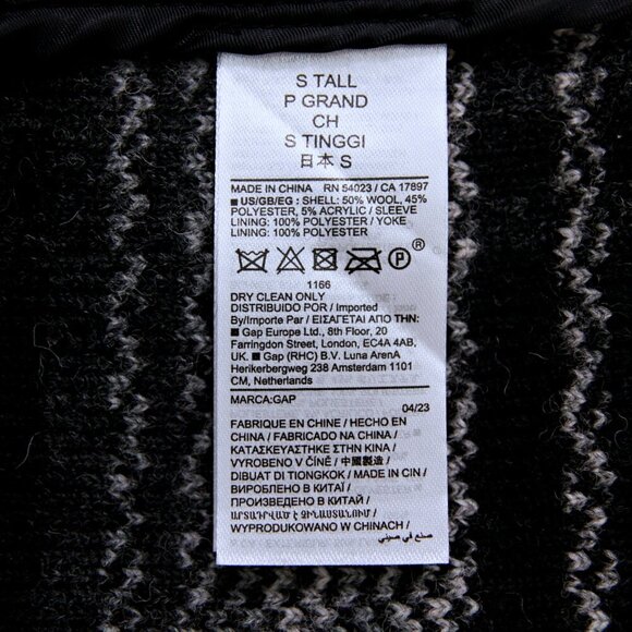 NWT Gap Plaid Puff Sleeve Cropped Wool Shirt Jacket Black White Women S Tall - Picture 12 of 12